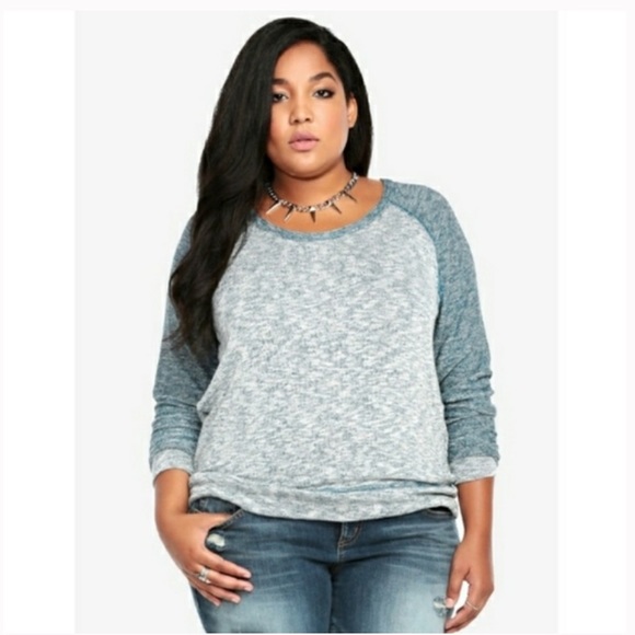 Torrid Two Tone Raglan Pullover Sweater Top